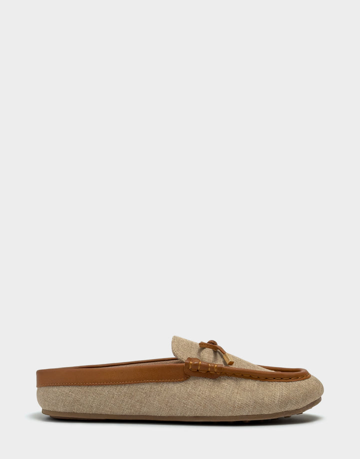Comfortable Women's Mule in Natural Linen Side View