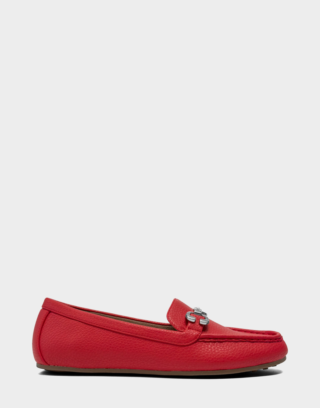 Comfortable Women's Casual Loafer in Red Faux Pebbled Side View