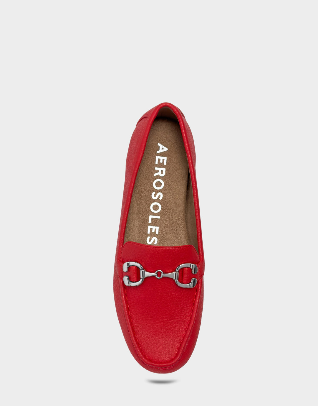 Comfortable Women's Casual Loafer in Red Faux Pebbled Full Front View