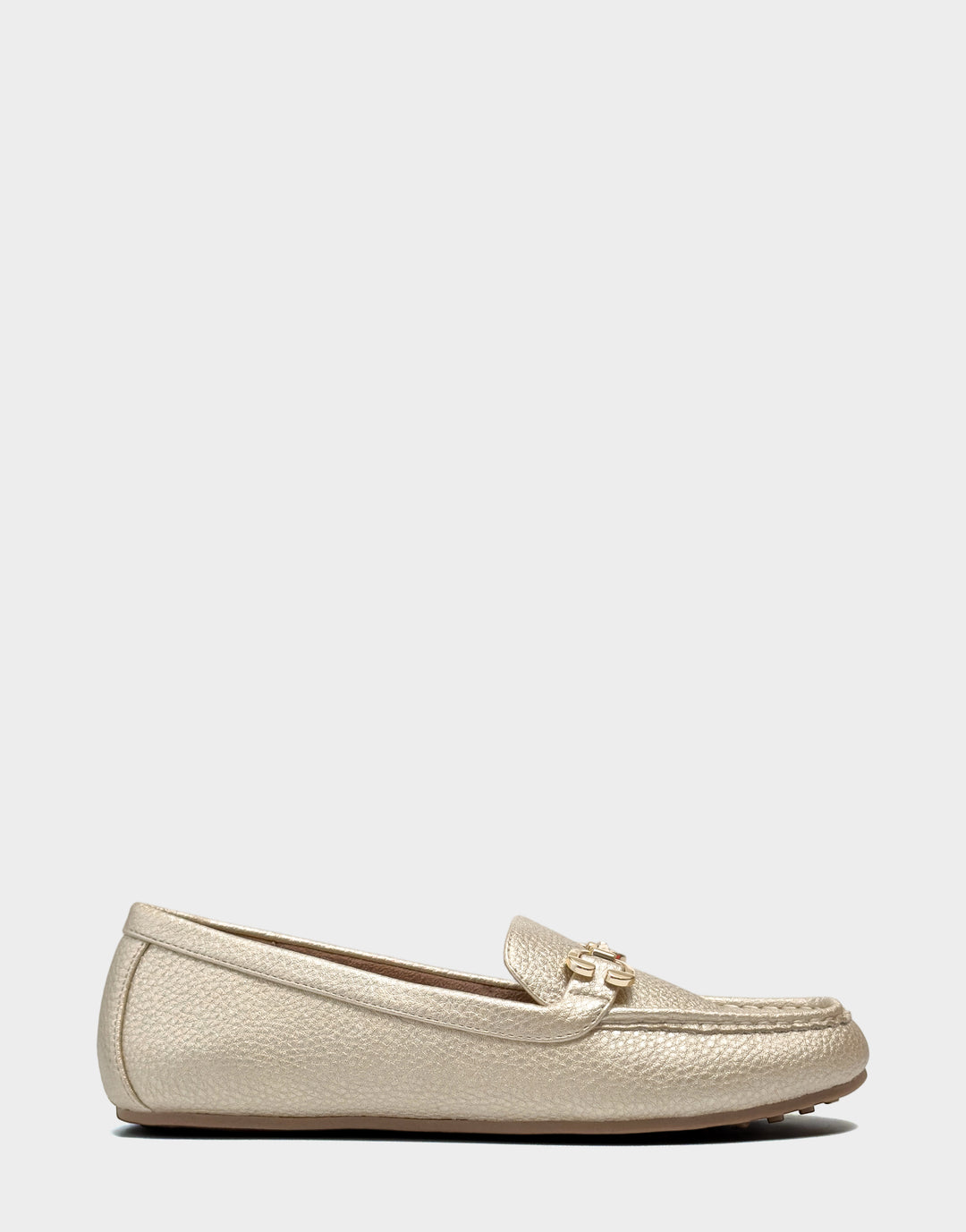 Comfortable Women's Casual Loafer in Metallic Faux Leather Side View
