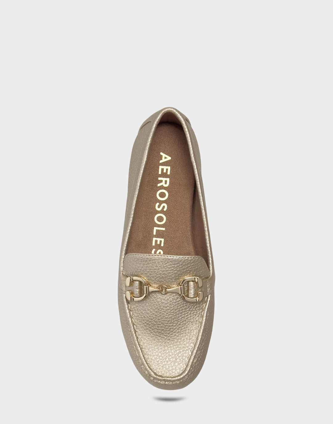 Comfortable Women's Casual Loafer in Metallic Faux Leather Full Front View