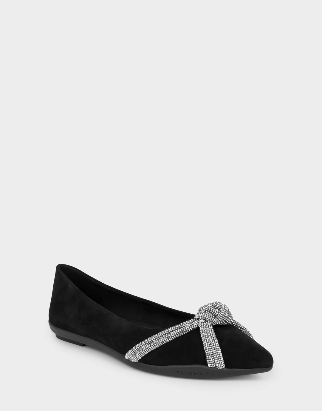 Comfortable Women's Dress Flat In Black Suede Side Angle View