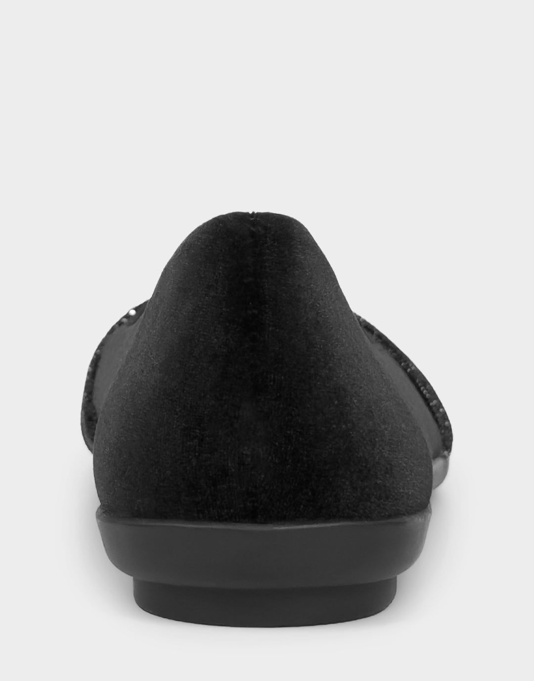 Comfortable Women's Dress Flat In Black Velvet Back View