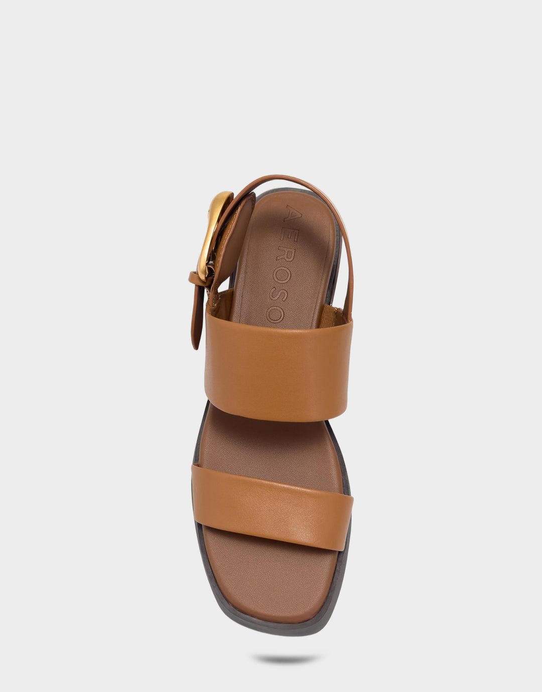 Comfortable Women's Heeled Sandal in Natural Faux Soft Leather Full Front View