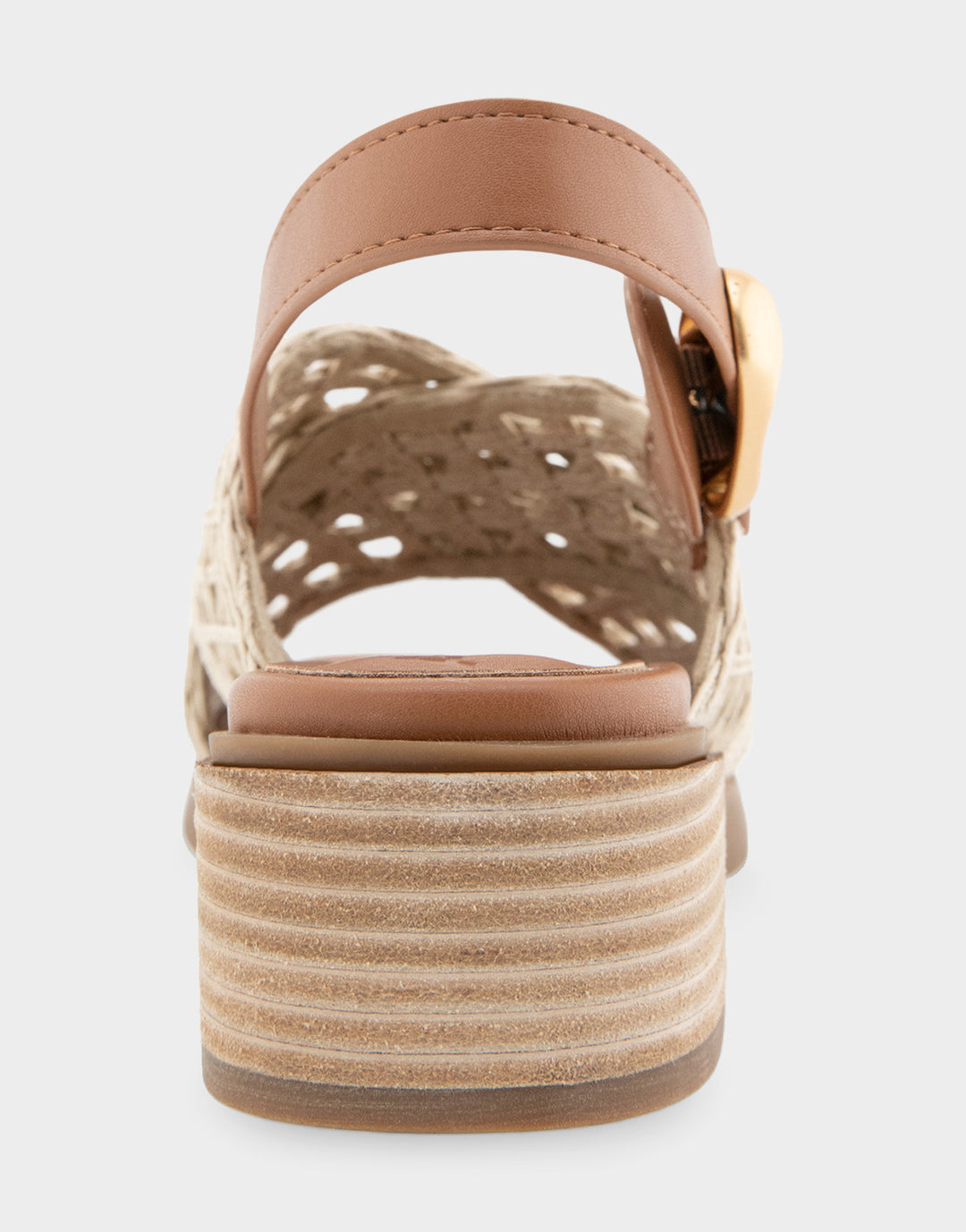 Comfortable Women's Block Heel Sandals in Natural Raffia Back View