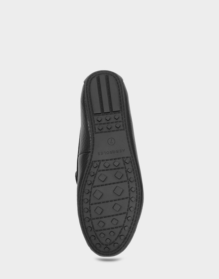 Comfortable Women's Driver In Black Faux Leather Bottom View