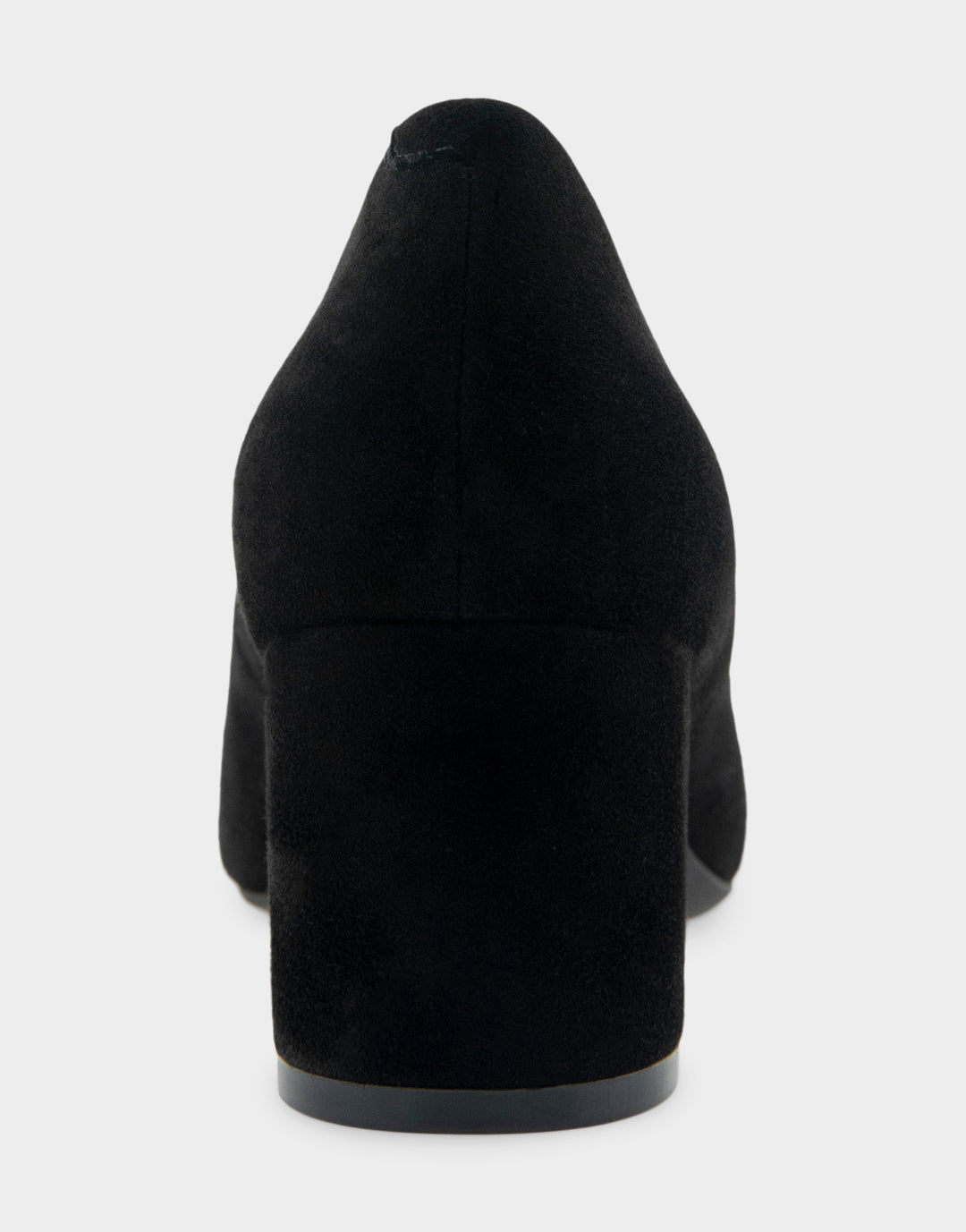 Comfortable Women's Mid Heel Pump in Black Genuine Suede Back View