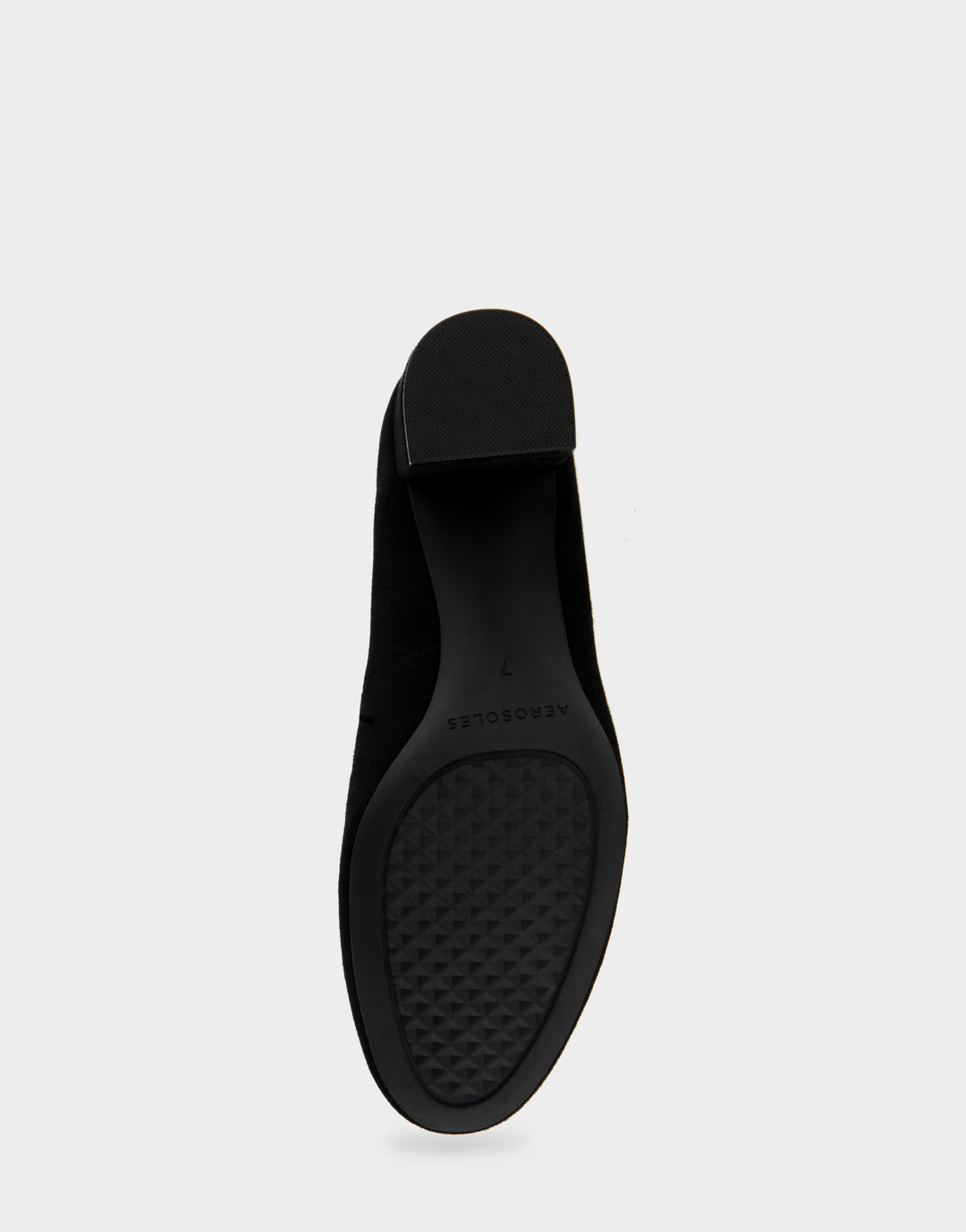 Comfortable Women's Mid Heel Pump in Black Genuine Suede Bottom View
