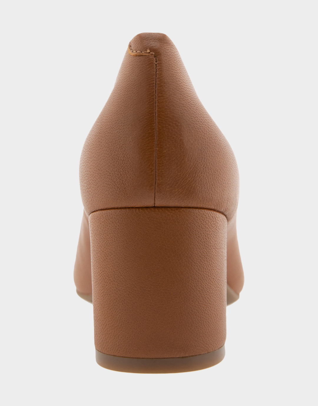 Comfortable Women's Mid Heel Pump in Tan Genuine Leather Back View