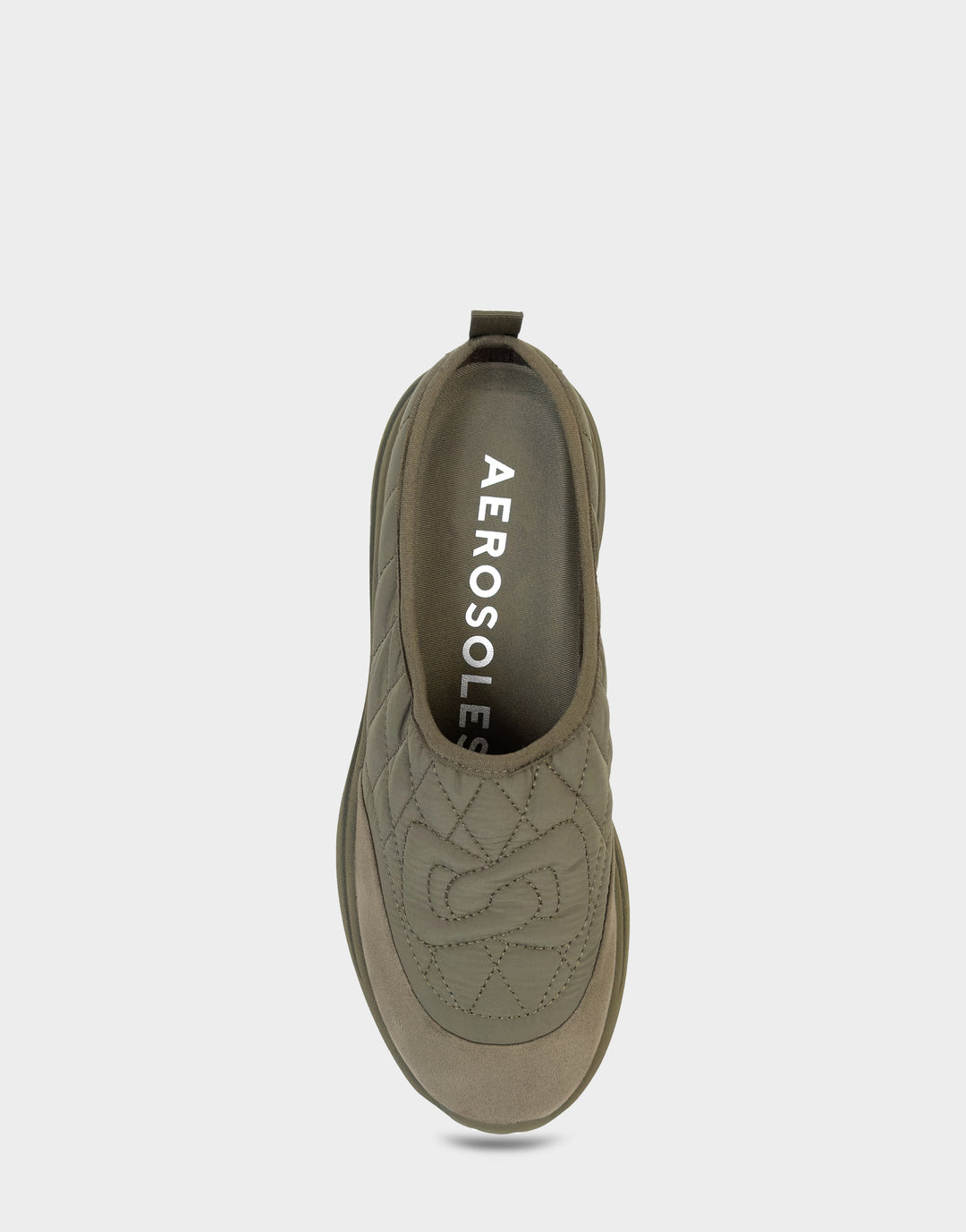 Comfortable Women's Mule Sneaker In Green Fabric Full Front View