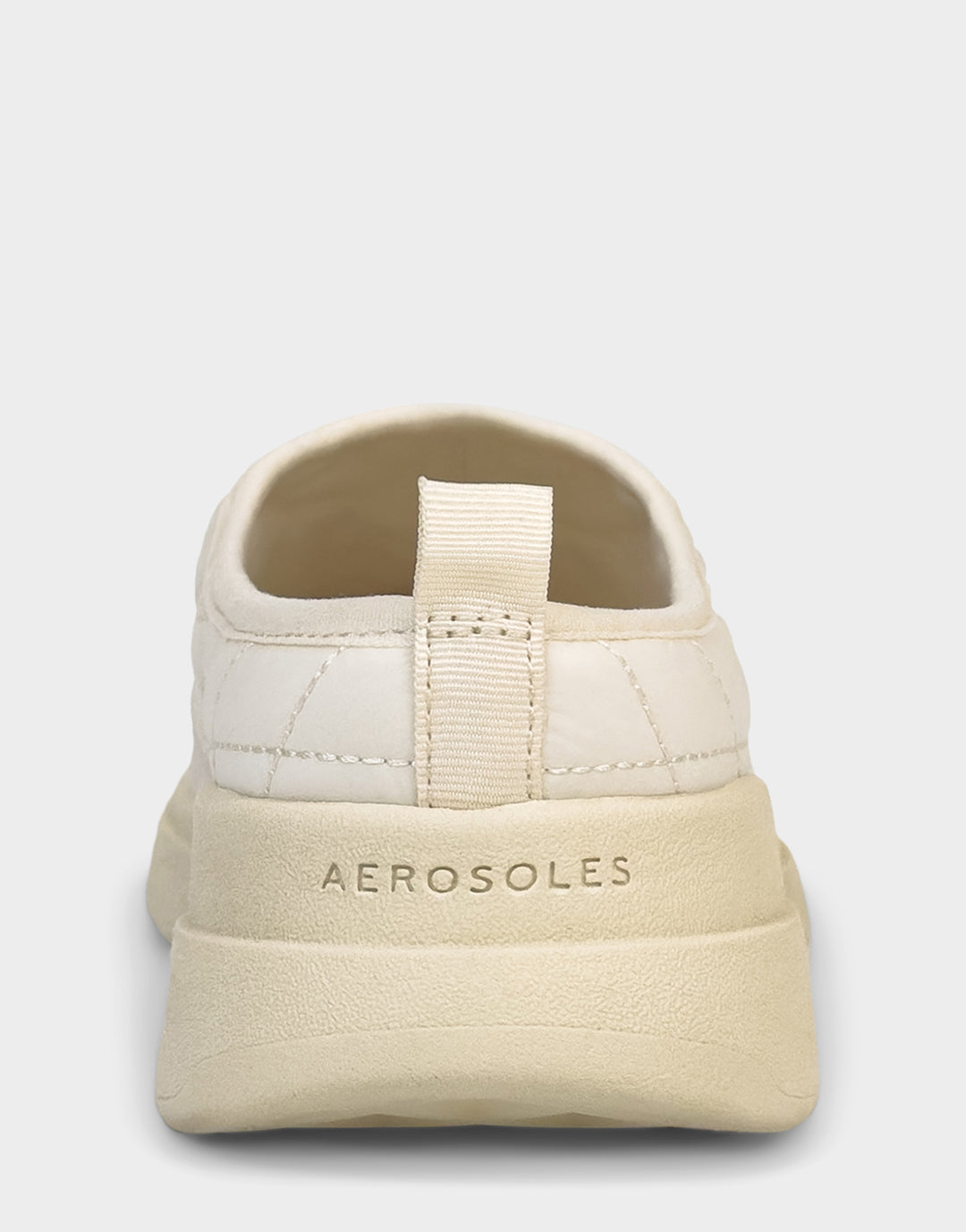 Comfortable Women's Mule Sneaker In Off White Fabric Back View