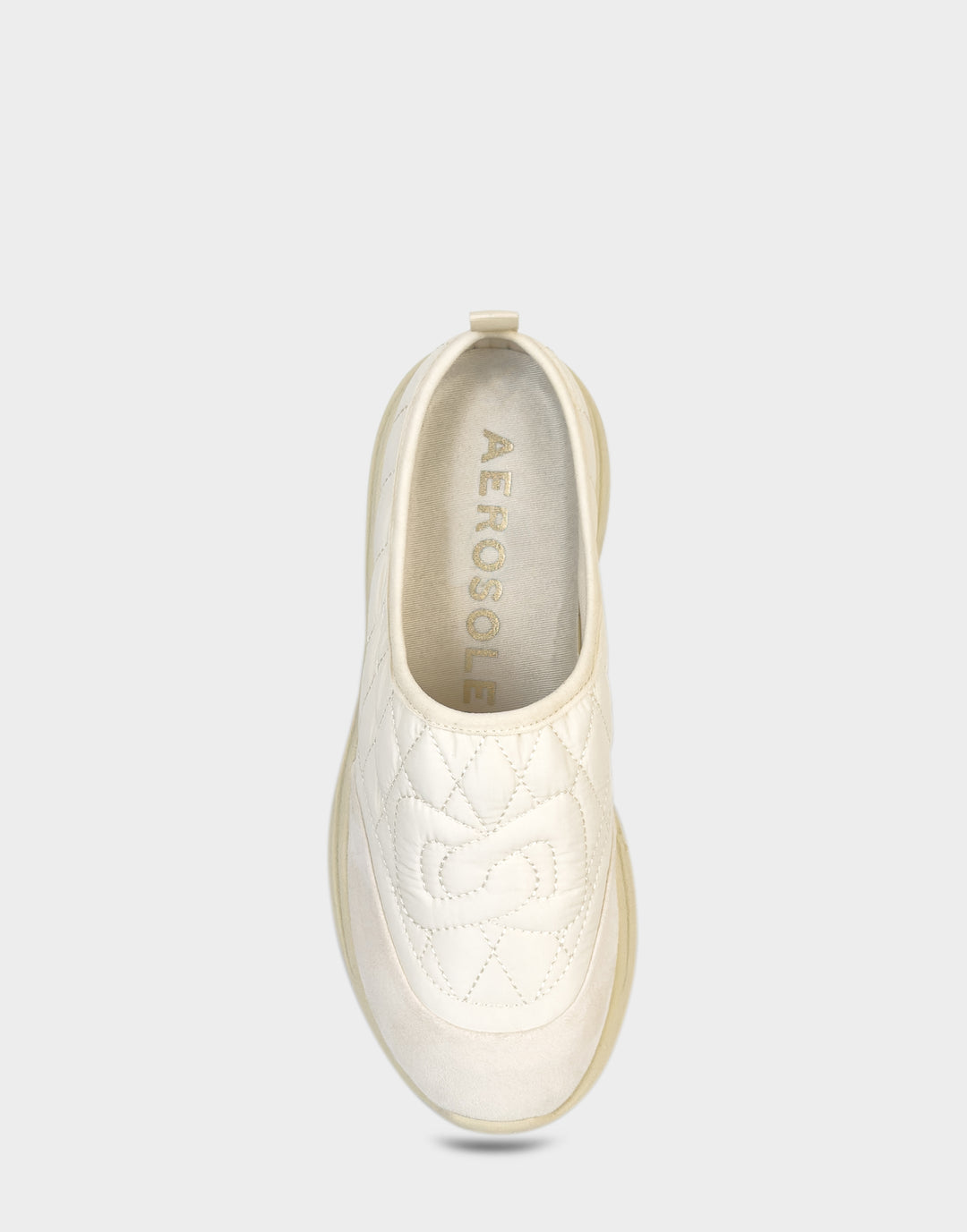 Comfortable Women's Mule Sneaker In Off White Fabric Full Front View
