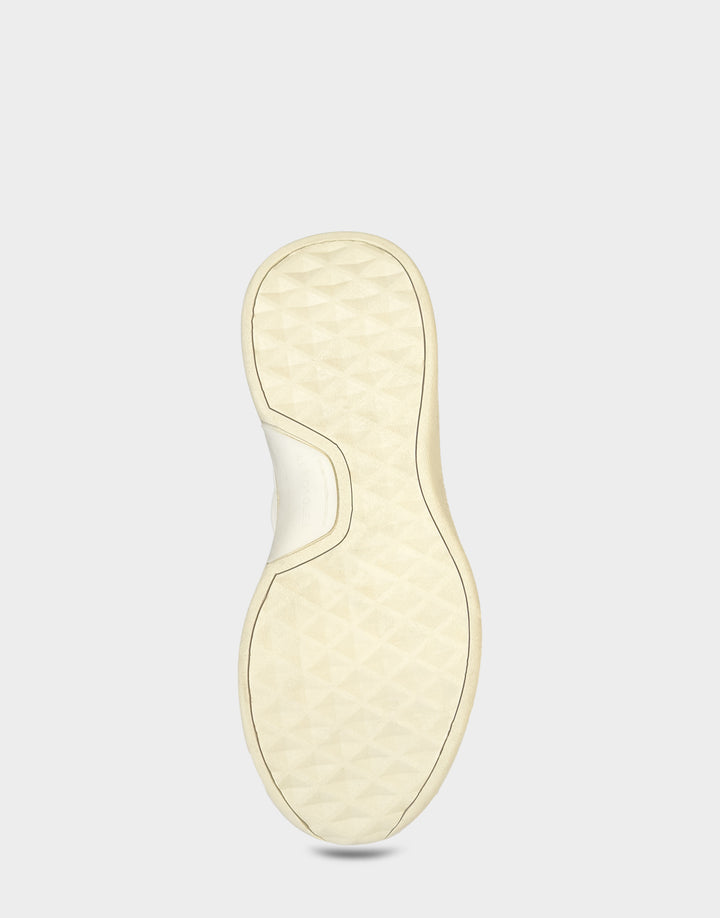 Comfortable Women's Mule Sneaker In Off White Fabric Bottom View