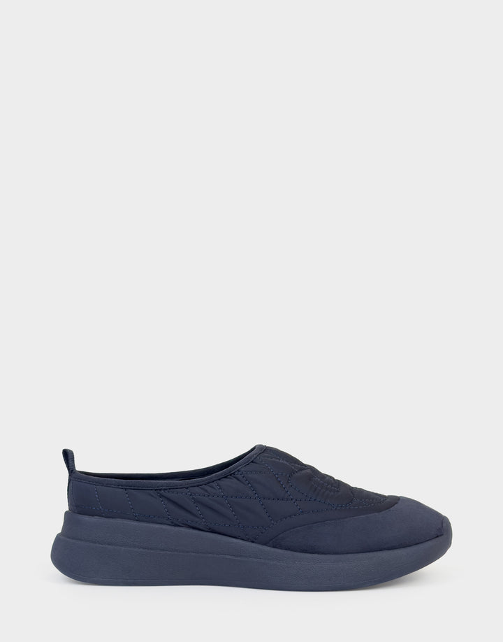Comfortable Women's Mule Sneaker In Blue Fabric Side View