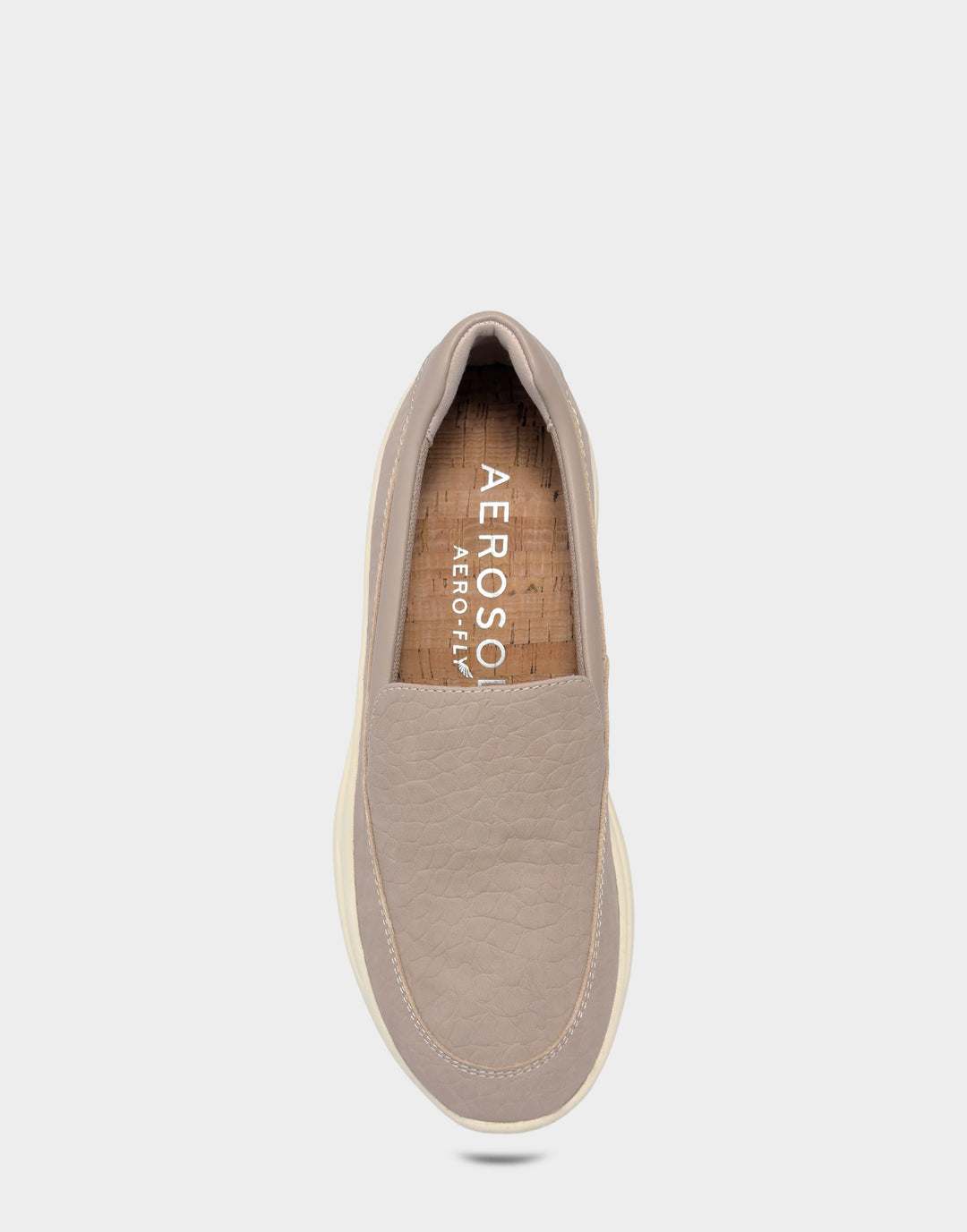 Comfortable Women's Casual Loafer in Natural Faux Croc Nubuck/faux Leather Full Front View