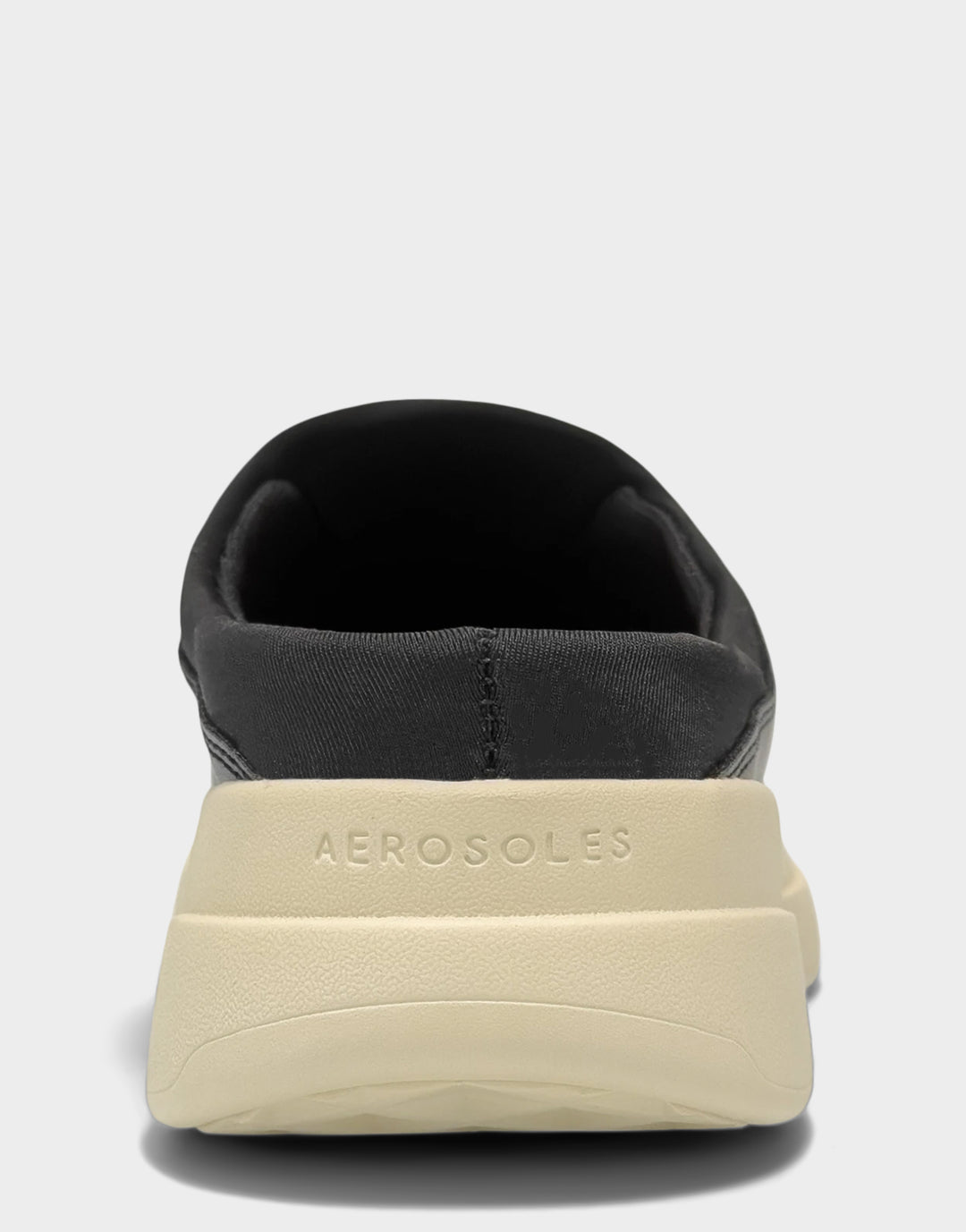 Comfortable Women's Mule in Black Faux Leather/neoprene Back View