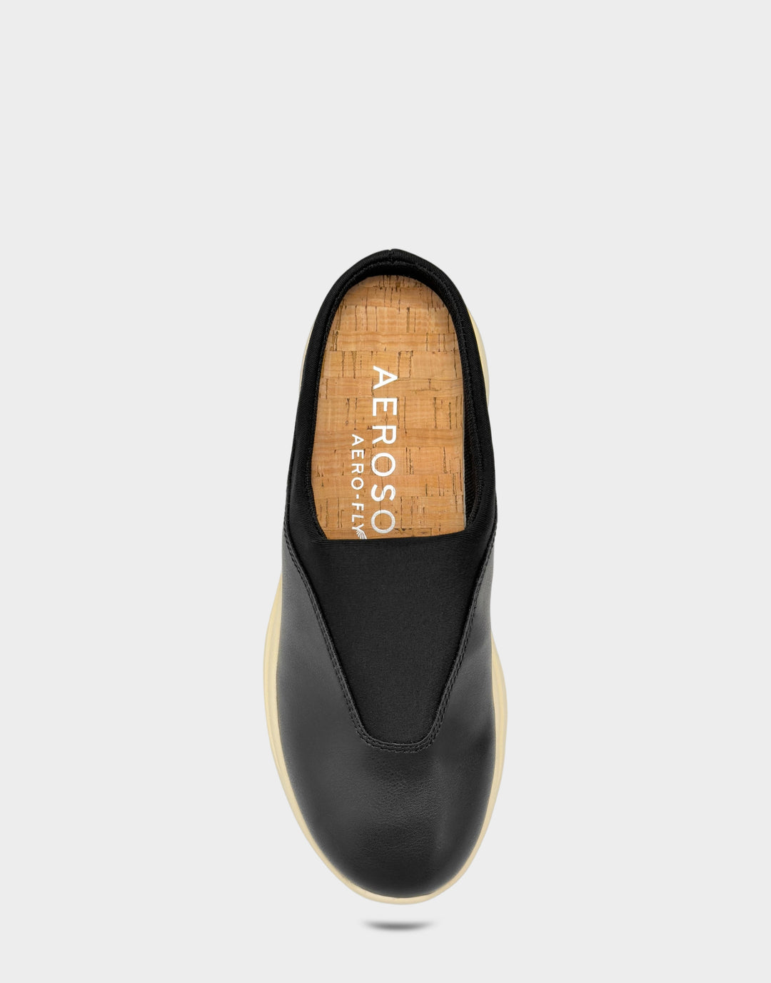Comfortable Women's Mule in Black Faux Leather/neoprene Full Front View