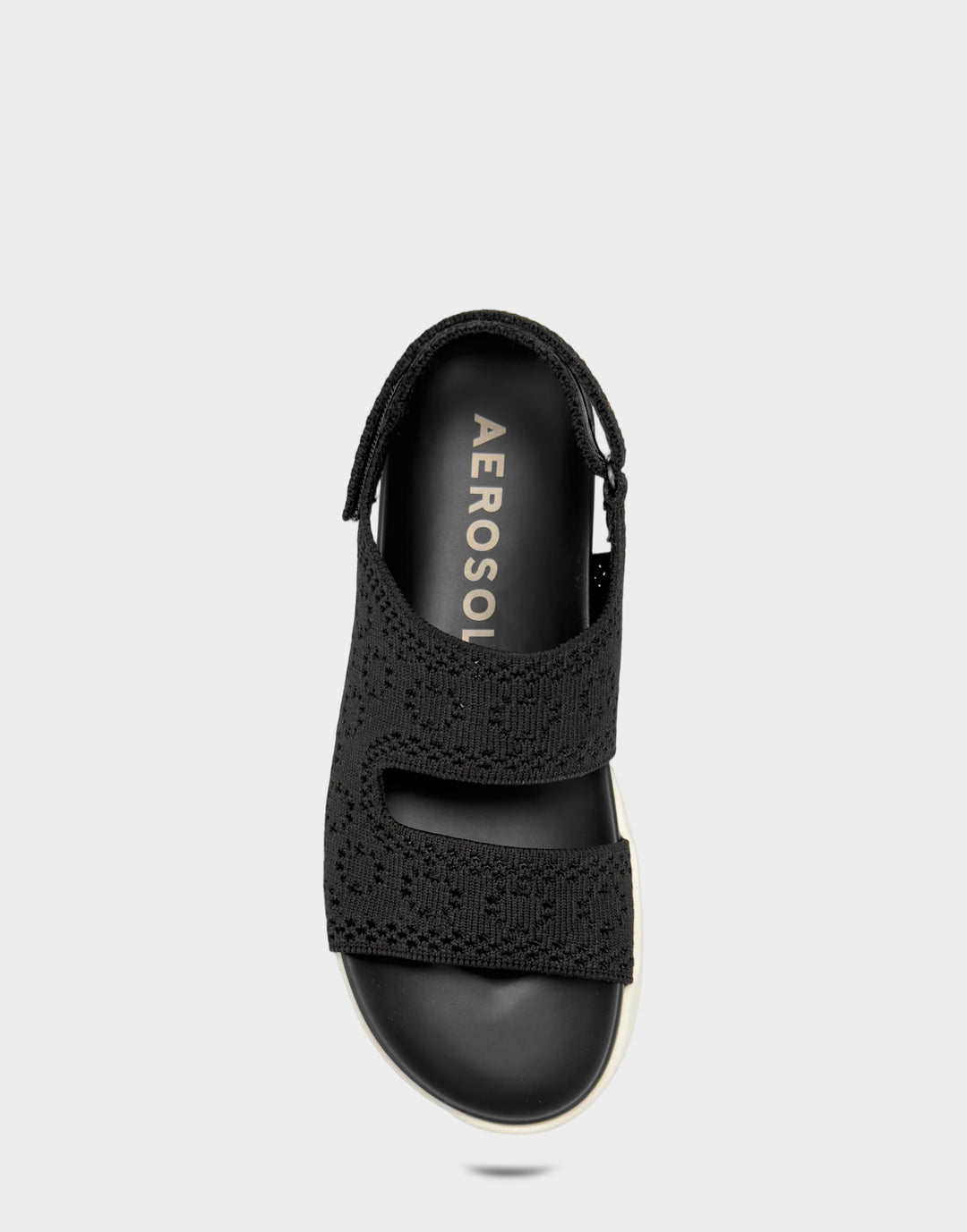 Comfortable Women's Sport Sandal in Black Lace Knit Full Front View