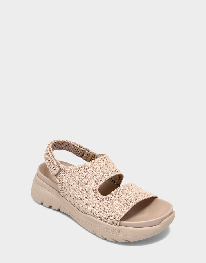 Comfortable Women's Sport Sandal in Pink Lace Knit Side Angle View
