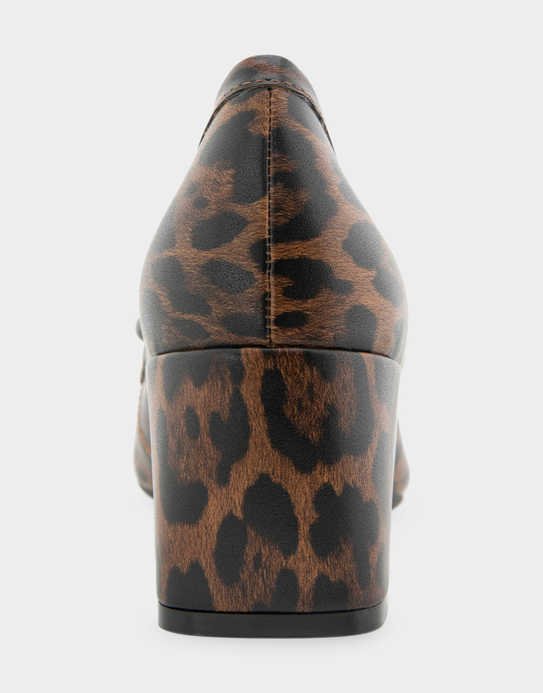 Comfortable Women's Heeled Loafer In Leopard Faux Leather Back View