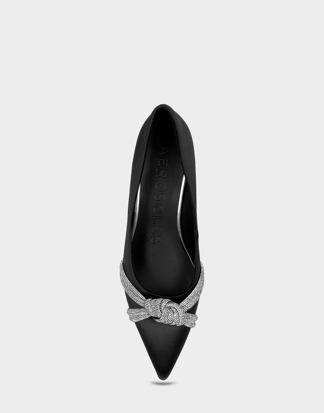 Comfortable Women's Pump In Black Satin Full Front View