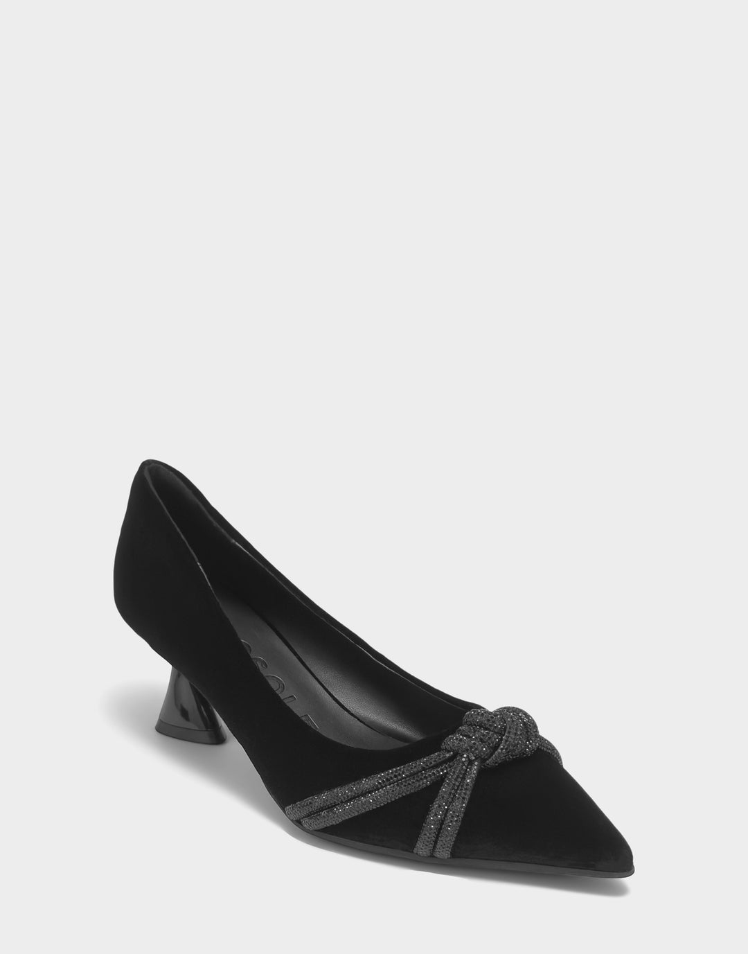 Comfortable Women's Pump In Black Velvet Side Angle View