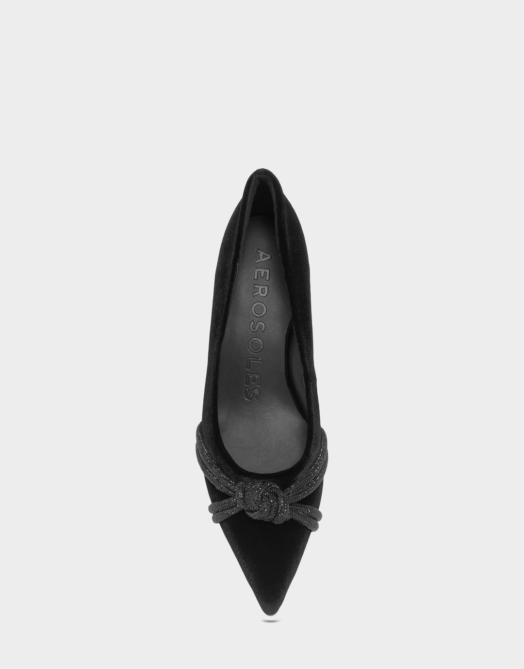 Comfortable Women's Pump In Black Velvet Full Front View