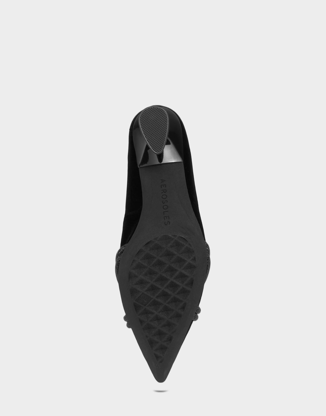 Comfortable Women's Pump In Black Velvet Bottom View