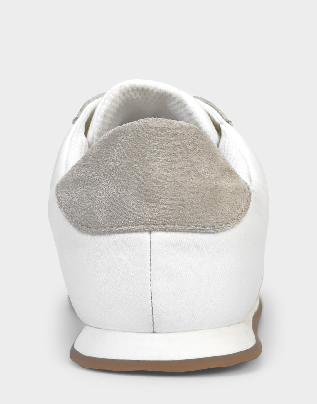 Comfortable Women's Lace Up Sneaker In White Faux Suede Back View