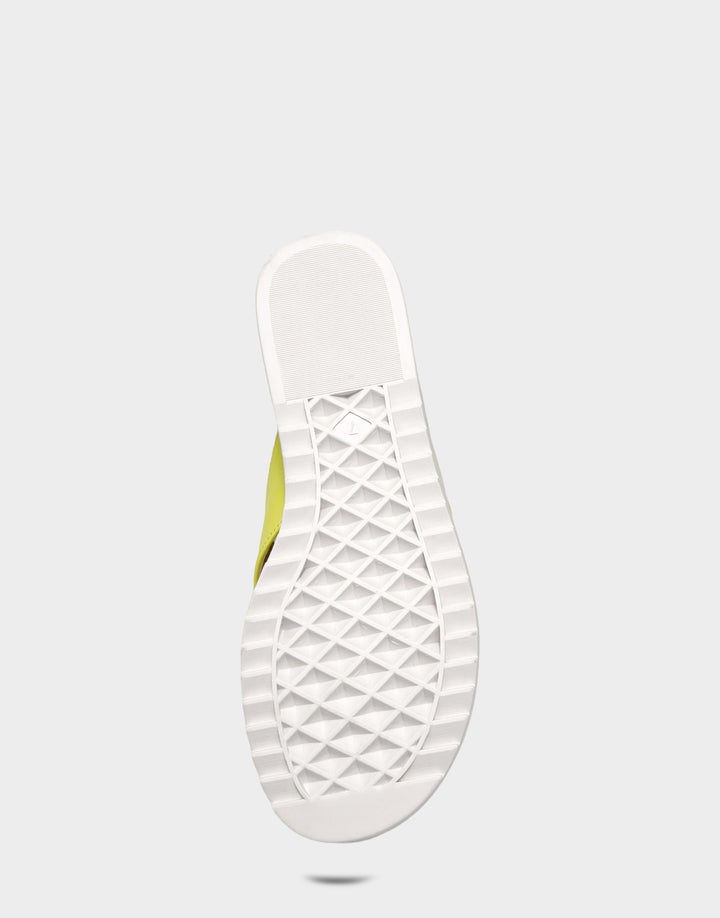 Comfortable Women's Sandal in Yellow Faux Leather Bottom View