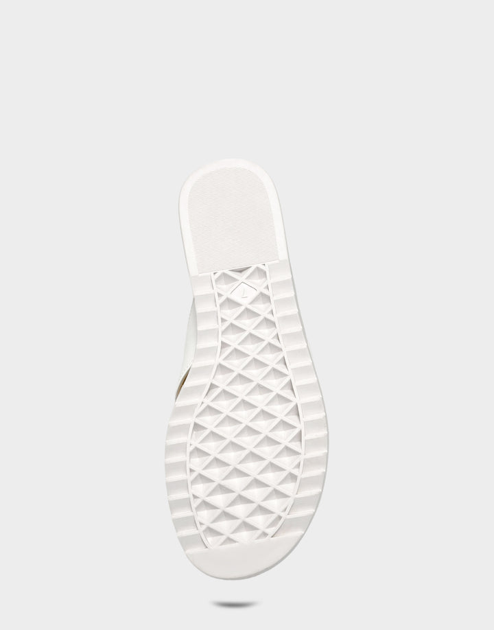 Comfortable Women's Sandal in White Faux Leather Bottom View
