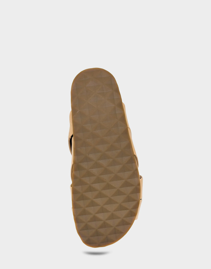 Comfortable Women's Footbed Sandal in Natural Faux Leather Bottom View