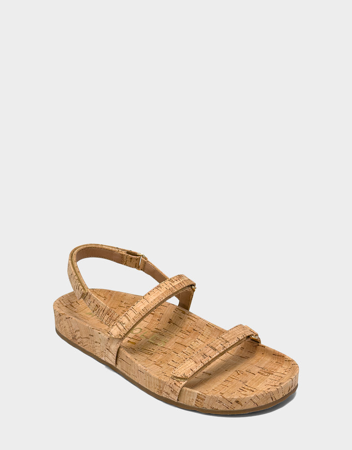 Comfortable Women's Footbed Sandal in Natural Cork Side Angle View