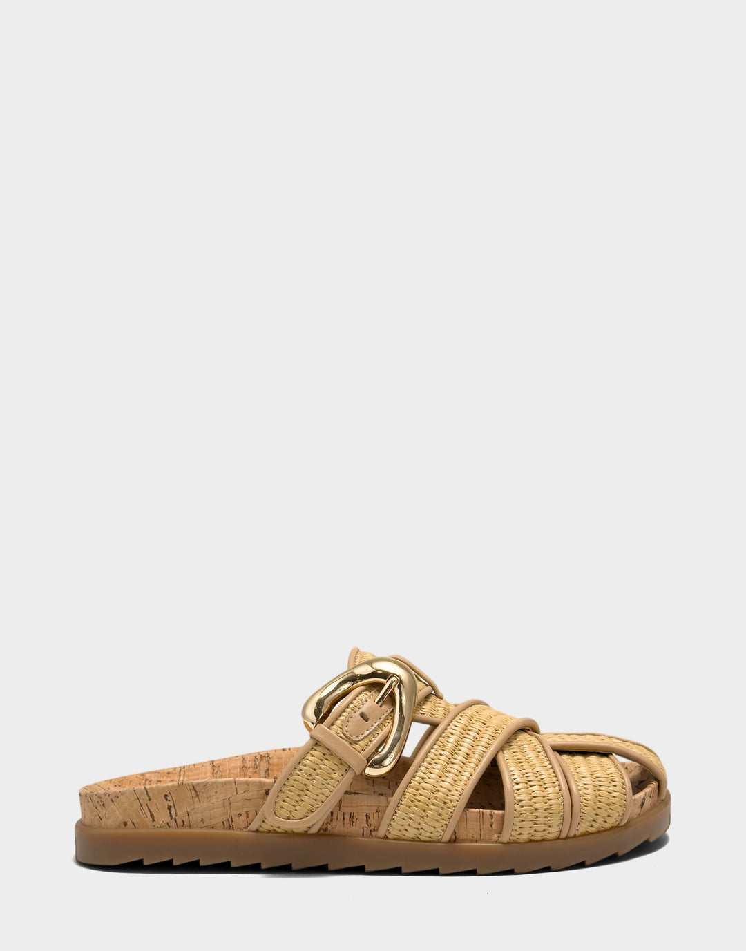 Comfortable Women's Mule in Natural Basket Raffia Side View