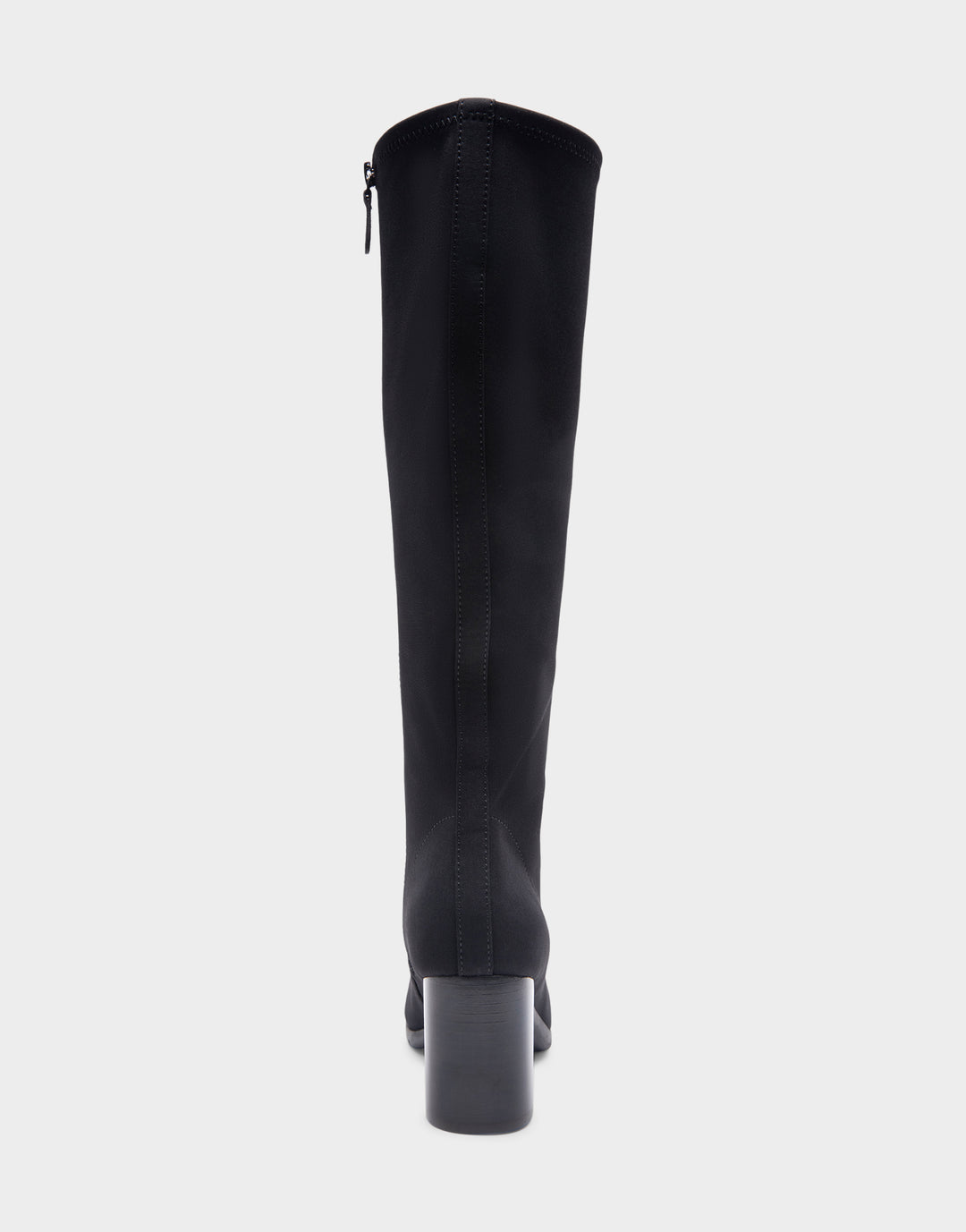 Comfortable Women's Tall Shaft Boot in Black Stretch Faux Suede Back View