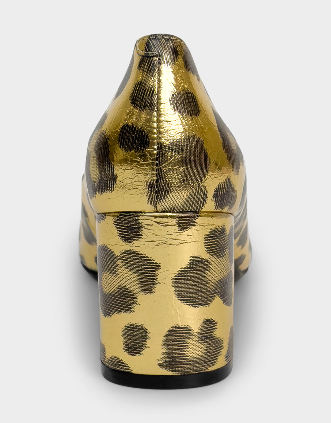 Comfortable Women's Pump In Animal Print Faux Leather Back View