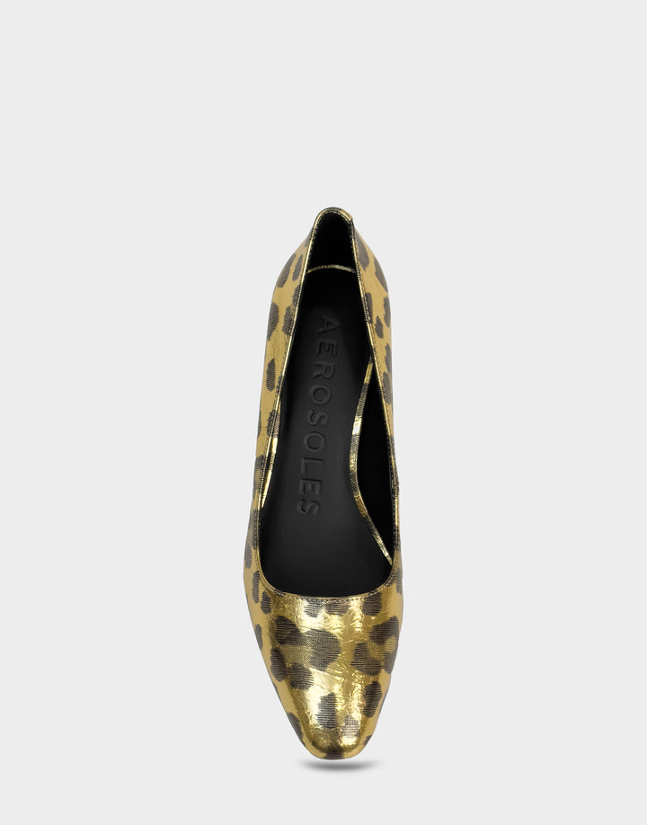 Comfortable Women's Pump In Animal Print Faux Leather Full Front View