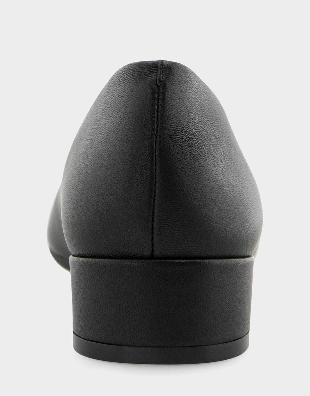 Comfortable Women's Nannie Square Toe Flat In Black Leather, back view