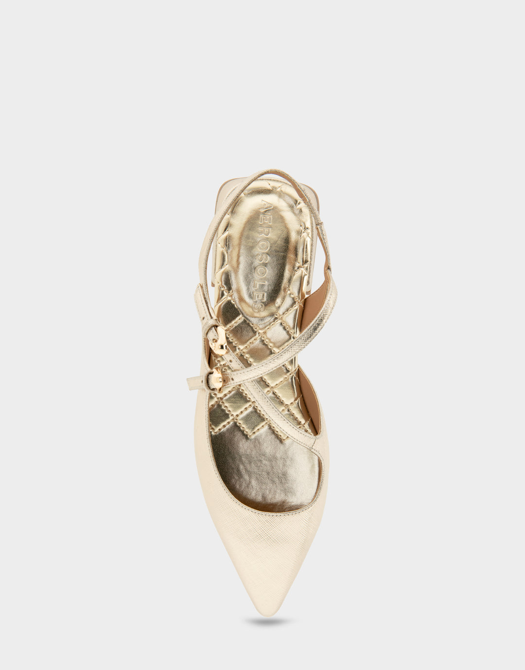 Comfortable Women's Napoli Slingback Flats in Gold Metallic Textured Faux Leather, top view