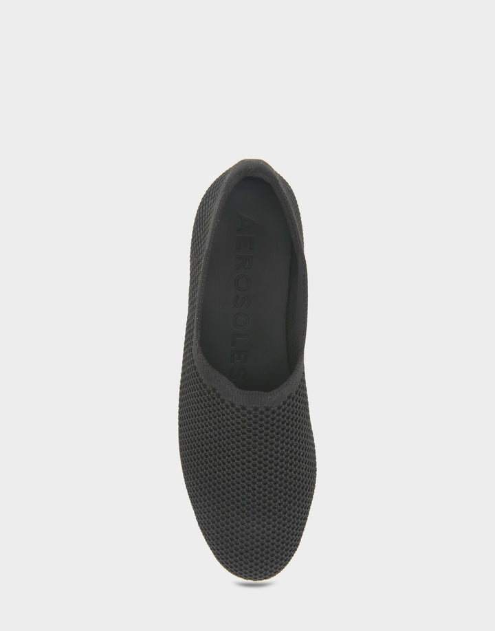 Comfortable Women's Nathaly Loafer In Black Fabric, top view
