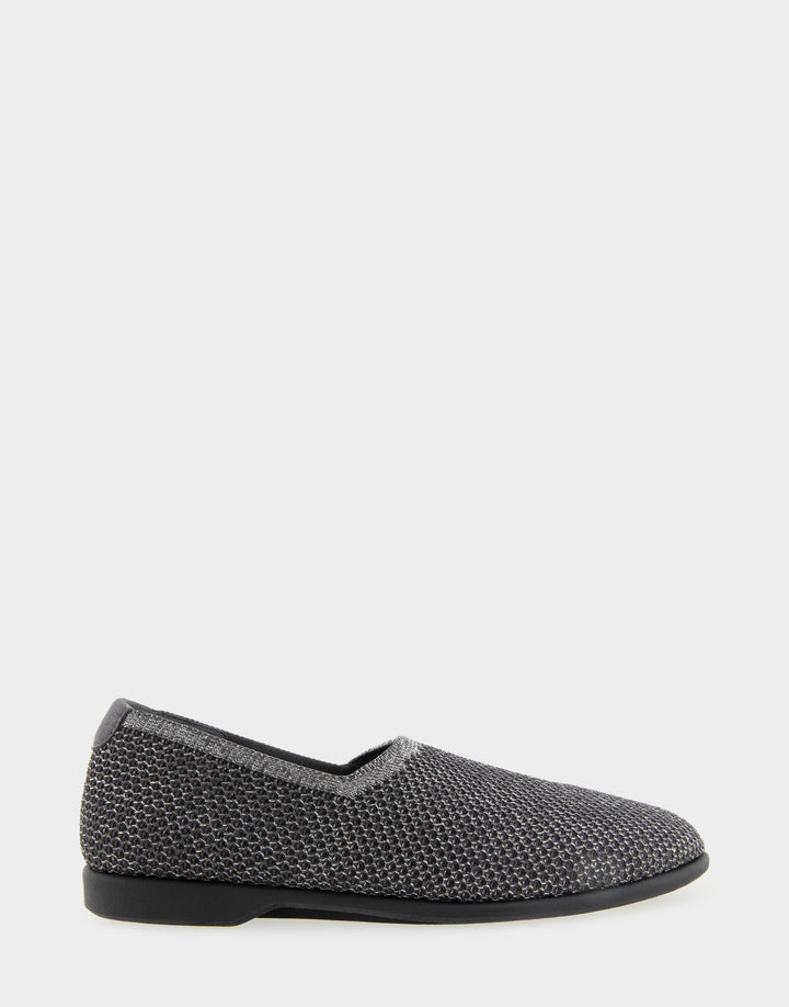 Comfortable Women's Nathaly Loafer In Gunmetal Fabric, side view