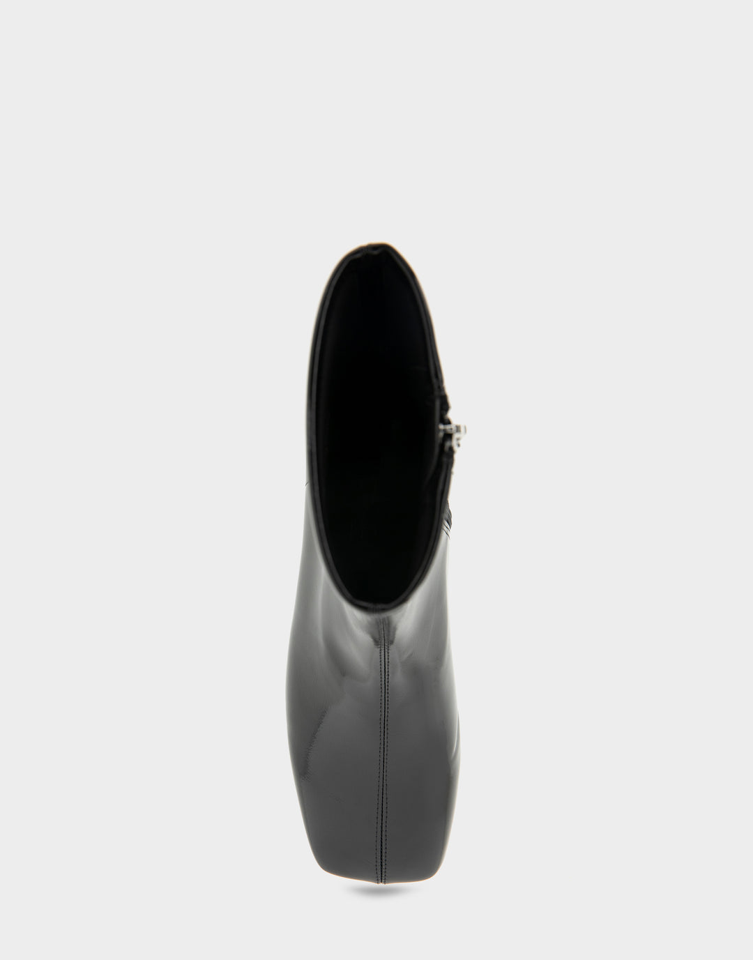 Comfortable Women's Nina Low Block Heel Bootie In Black Patent Faux Leather, top view