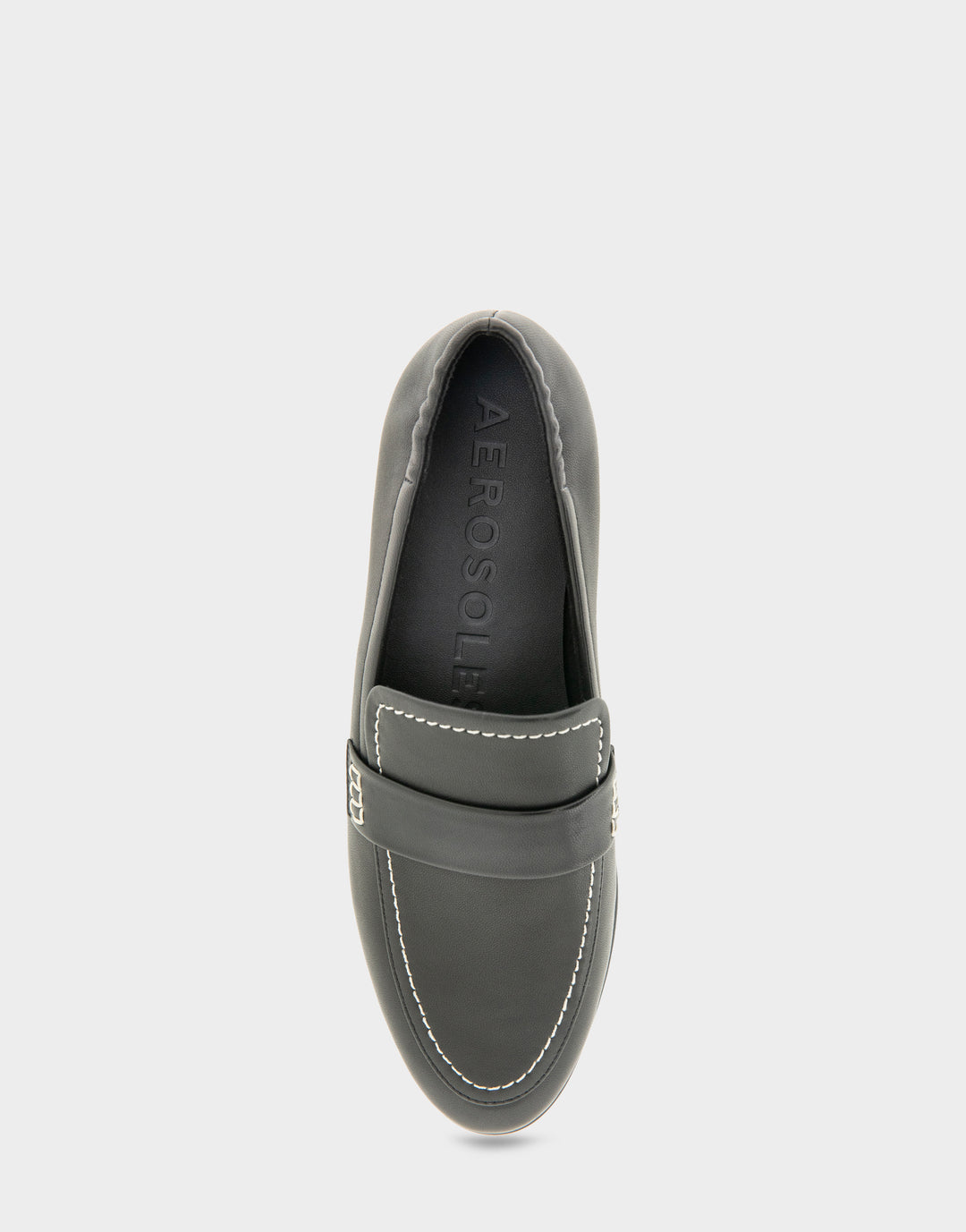 Comfortable Women's Noha Loafer In Black Leather, top view