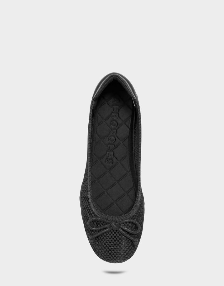 Comfortable Women's Sneakerina in Black Mesh Full Front View