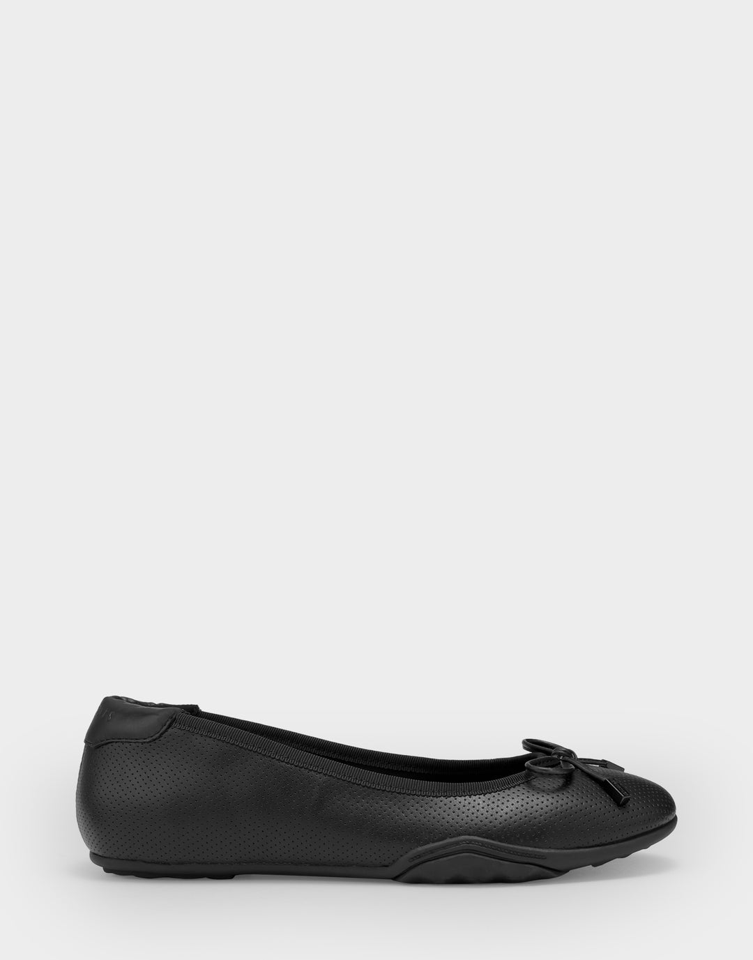 Comfortable Women's Onyx Sneakerina Flat In Black Faux Leather, side view