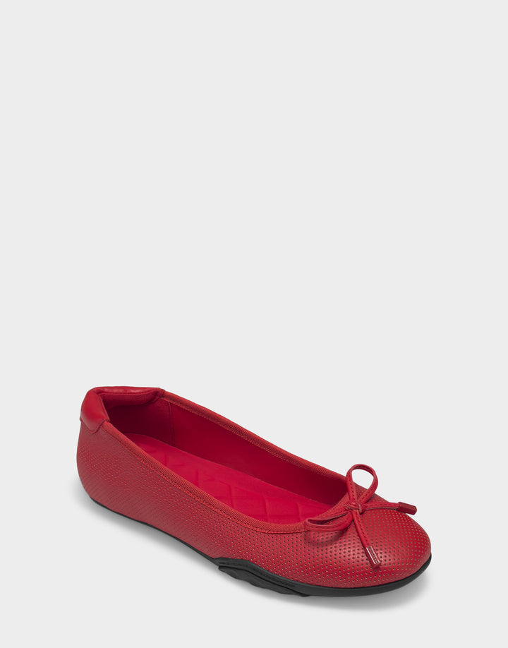 Comfortable Women's Onyx Sneakerina Flat In Red Faux Leather, angle view