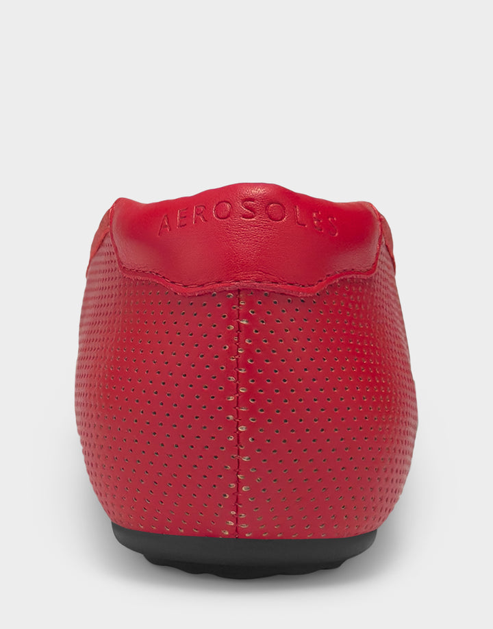 Comfortable Women's Onyx Sneakerina Flat In Red Faux Leather, back view