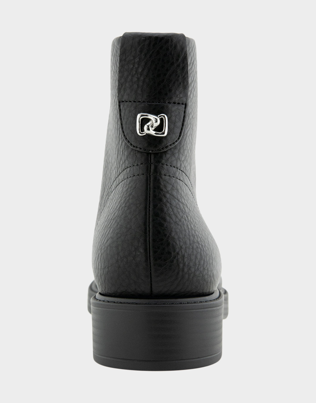 Comfortable Women's Low Block Heel Bootie In Black Faux Nubuck Rear View 

