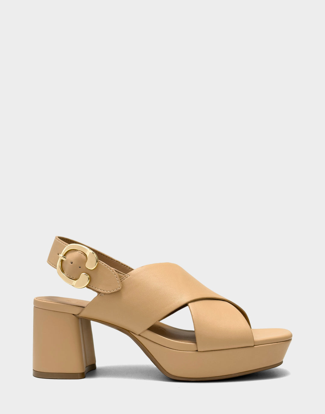 Comfortable Women's Platform Sandal in Natural Faux Leather Side View