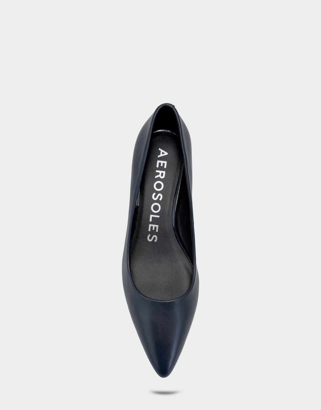 Comfortable Women's Kitten Heel in Navy Leather, top view 